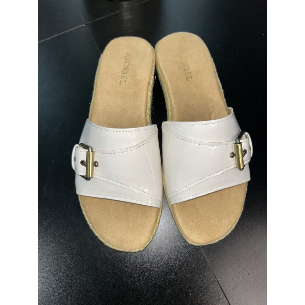 Aerosoles Homecoming White Patent Leather Women Sandals Size 10.5 New in Box